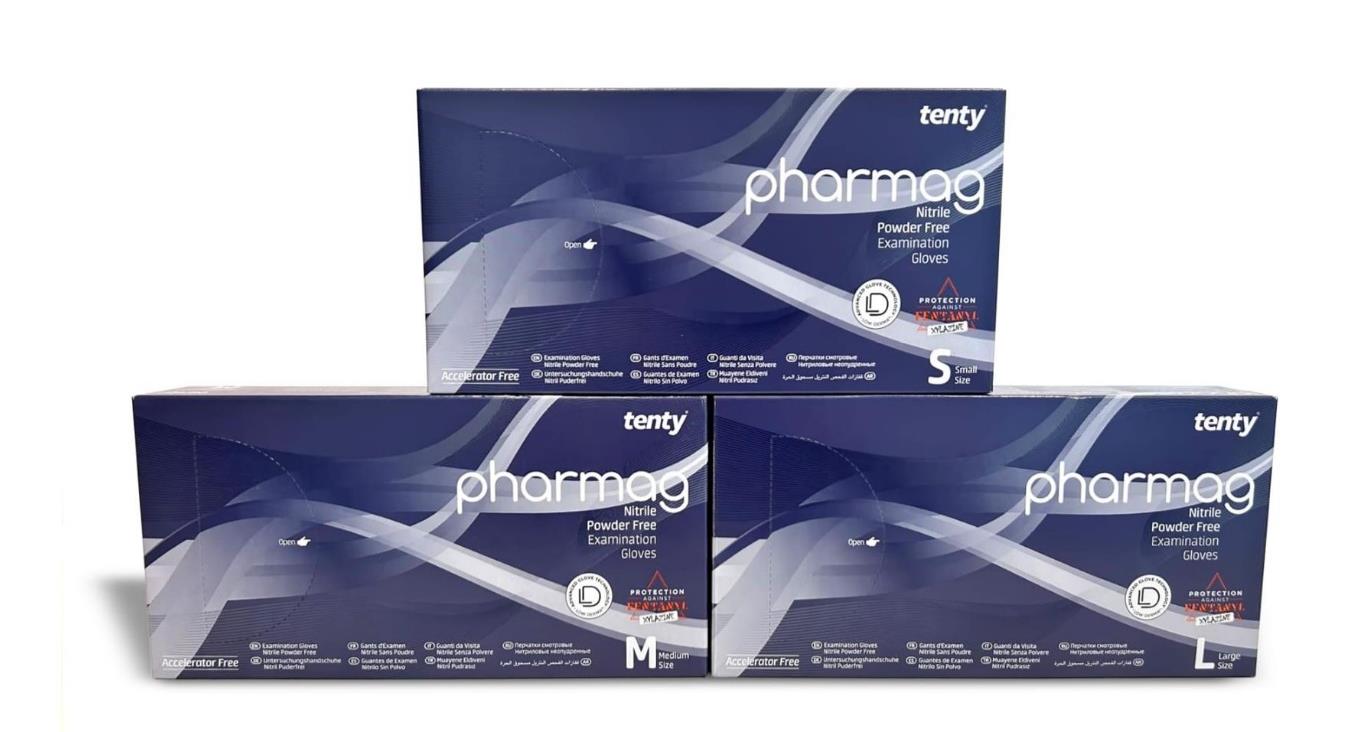 TENTY PHARMAG NITRIL PUDRASIZ ELDIVEN(YABAN MERSİNİ RENK)