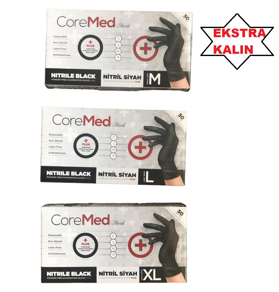BİMEL COREMED EKSTRA KALIN SİYAH 50'Lİ PAKET